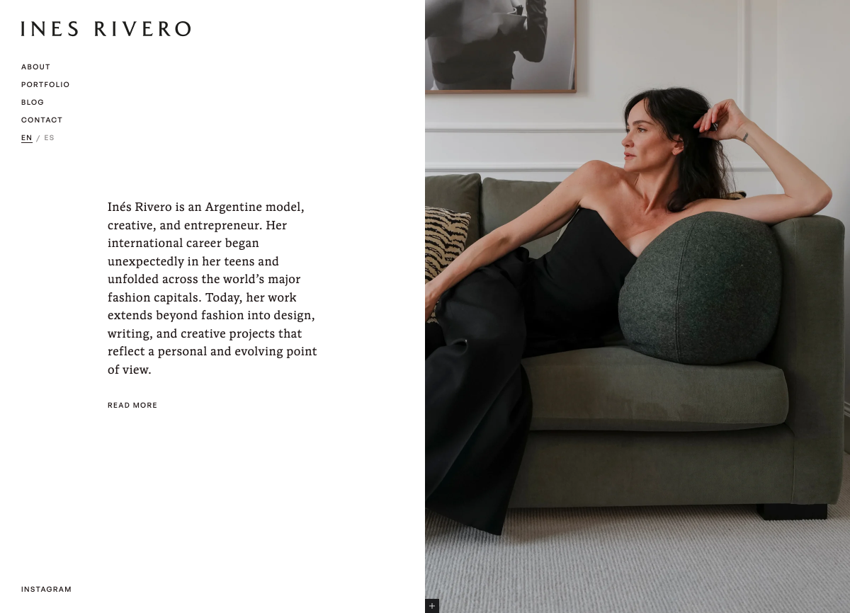 Screenshot of inesrivero.com about page