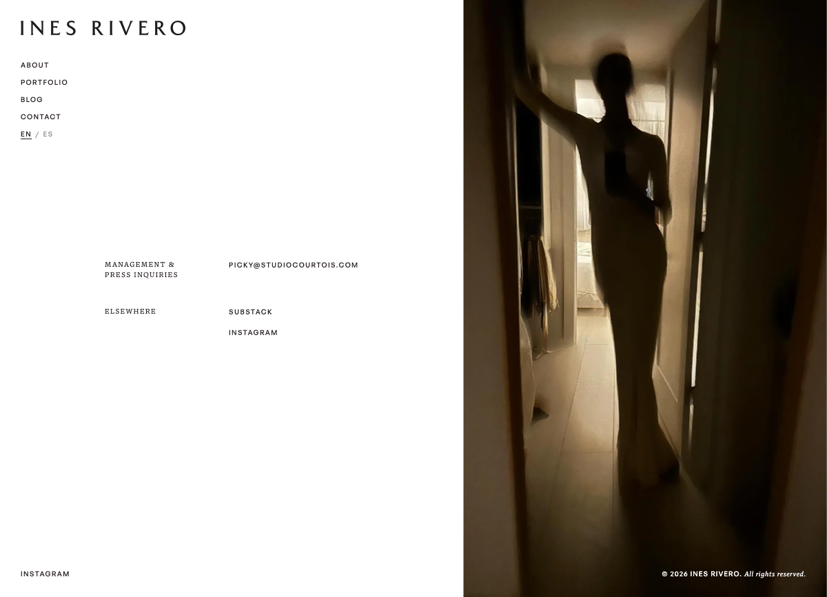 Screenshot of inesrivero.com contact page